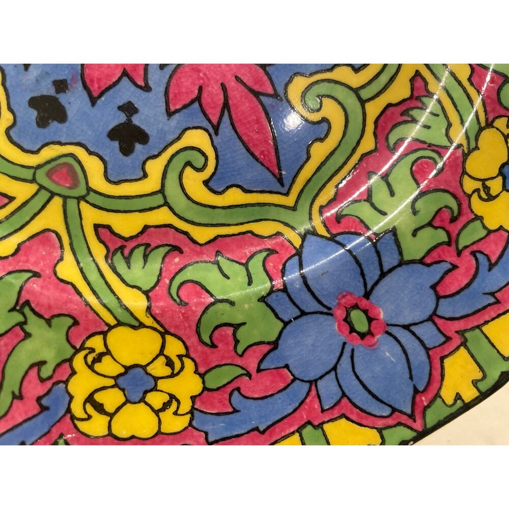 Vibrant Royal Doulton Geometric 'Floral Pattern K' Series Rack Plate c1929 D4864 - Picture 3 of 6